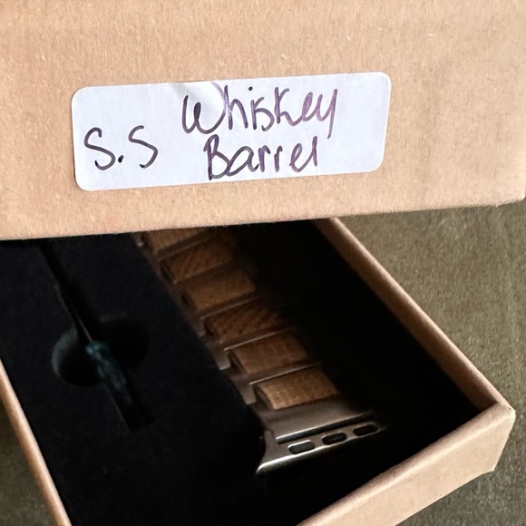 Stainless Steel and Whiskey Barrel Smartwatch Band - Picture 3 of 10